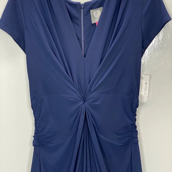 Vince Camuto Women’s Twist Front Jersey Jumpsuit Size L Navy Blue V-Neck - Picture 7 of 8